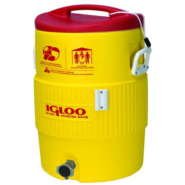 Igloo 5 gal Ultratherm Beverage Dispenser Cooler, 20-11/32 in Exterior H, Plastic, Red/Yellow - 48153