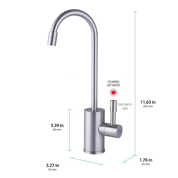 Ready Hot Brushed Nickel Hot Water Faucet for Water Tanks, Includes Safety Lock - 42-RH-F570-BN