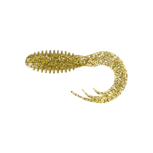 Big Bite Baits 2 in. Ring Triple Tip Grub Clear Gold Glitter Fishing Lure, 10PK - RTTG231