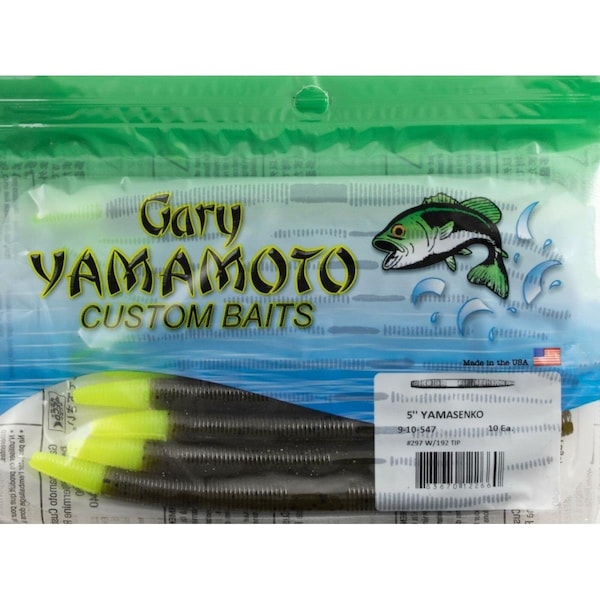 Alegria 5 in. Senko Green & Pumpkin Fishing Lure with Chartreuse Tail, 10PK - AL3519817