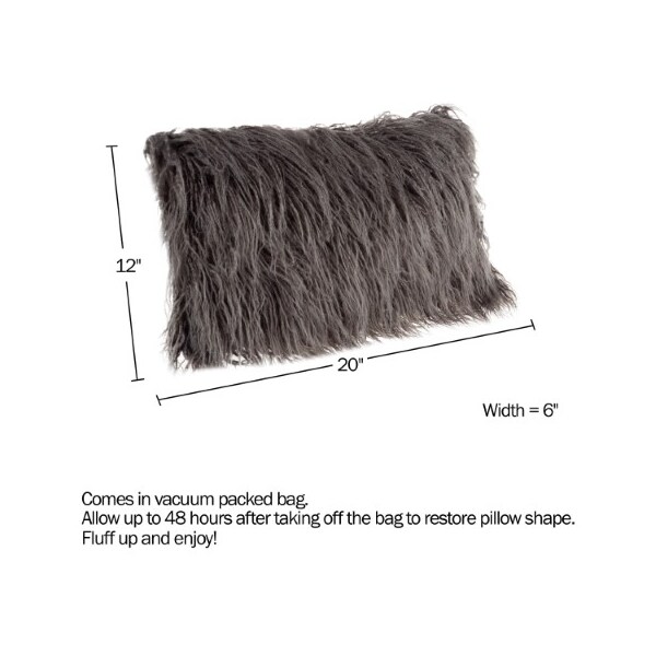Hastings Home Hastings Home 12x20 Faux Fur Lumbar Pillow, Gray - 437717LBP