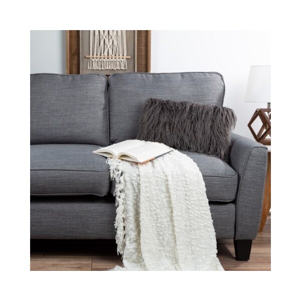 Hastings Home Hastings Home 12x20 Faux Fur Lumbar Pillow, Gray - 437717LBP