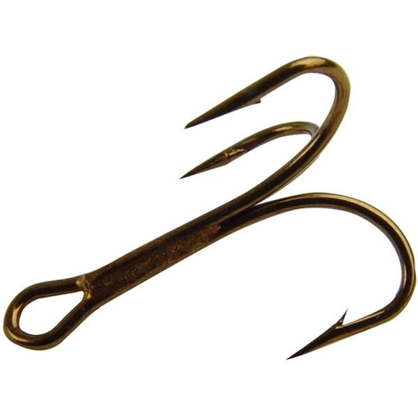 Mustad 3551DT-5 by 0-25 Duratin Ringeye Sport Treble Hook, Size 5, 25PK - 3551DT-5/0-25