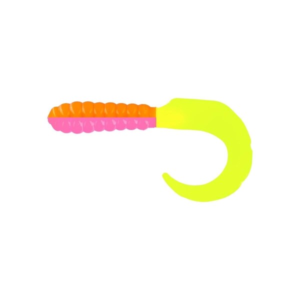 Big Bite Baits 2 in. Curl Tail Grub Orange & Pink & Chart Fishing Lure, 10PK - CTG225
