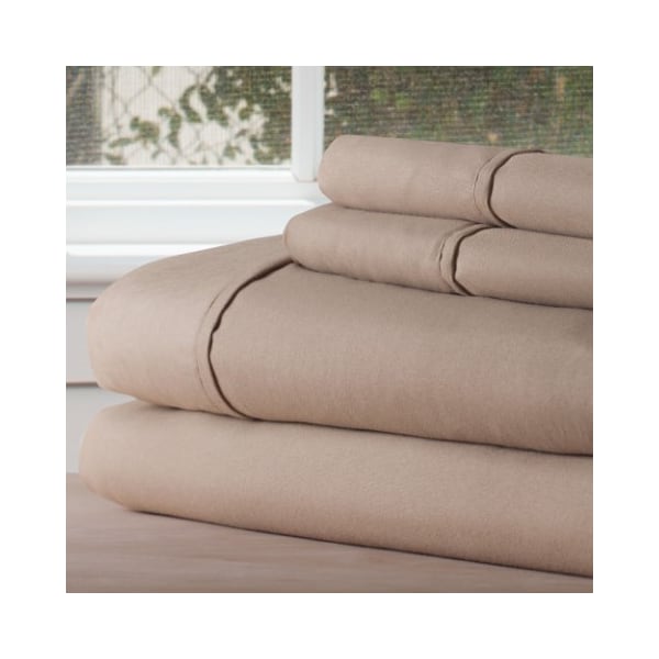 Hastings Home Brushed Microfiber 4-piece Bed Linens with Fitted, Flat Sheet, and 2 Pillowcases (Full, Taupe) - 719507CPG