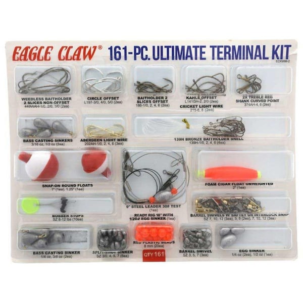 Eagle Claw Ultimate Terminal Fishing Hook Kit - 161 Piece - ECKWM-2
