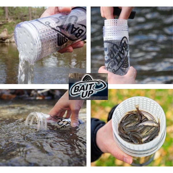 Bait Up Live Bait Container for Fishing, Portable with Floating Basket Clear, 35oz - DPBU6279