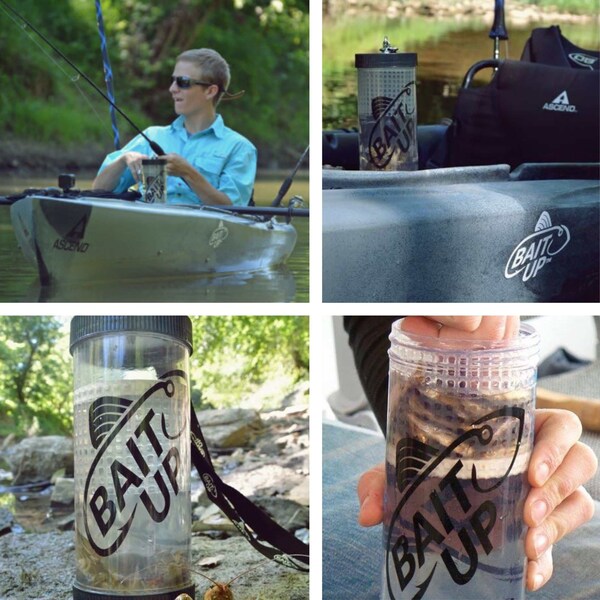 Bait Up Live Bait Container for Fishing, Portable with Floating Basket Clear, 35oz - DPBU6279