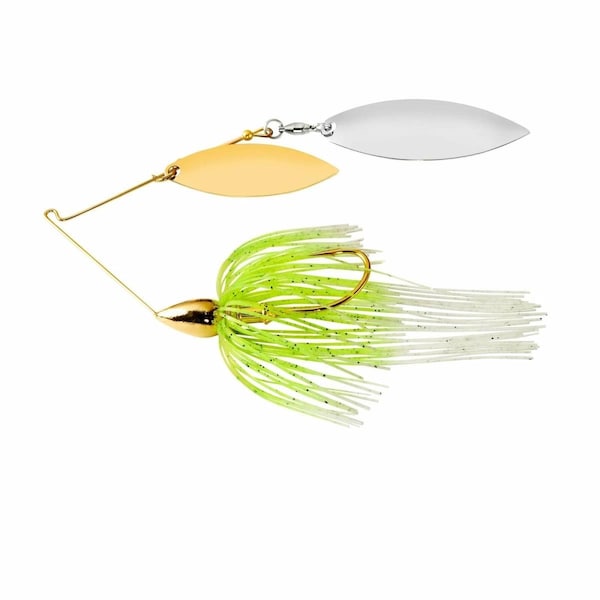 Gran Momento Gold Frame Double Willow Spinnerbait White & Chartreuse Fishing Lure - GR2977209