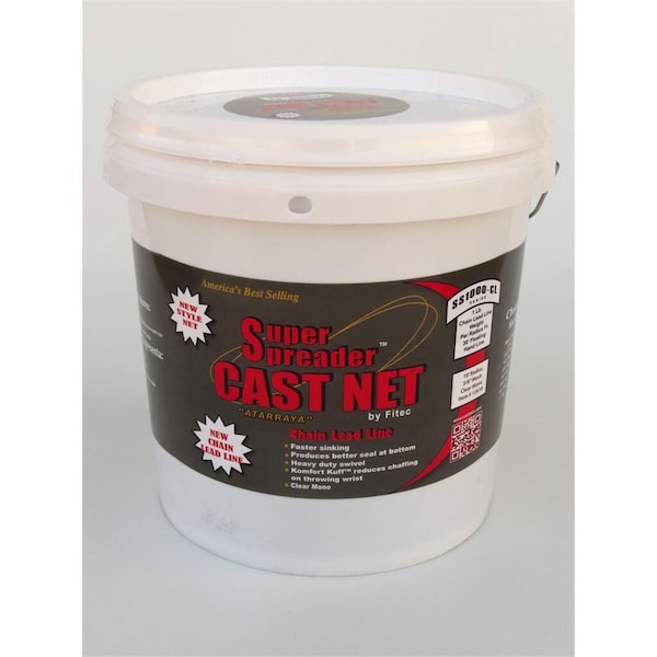 Super Spreader 8 ft. x3 by8 in. Mesh SS1000-CL Chain Leaded Cast Net, Clear, 1 lb wt - SU130517