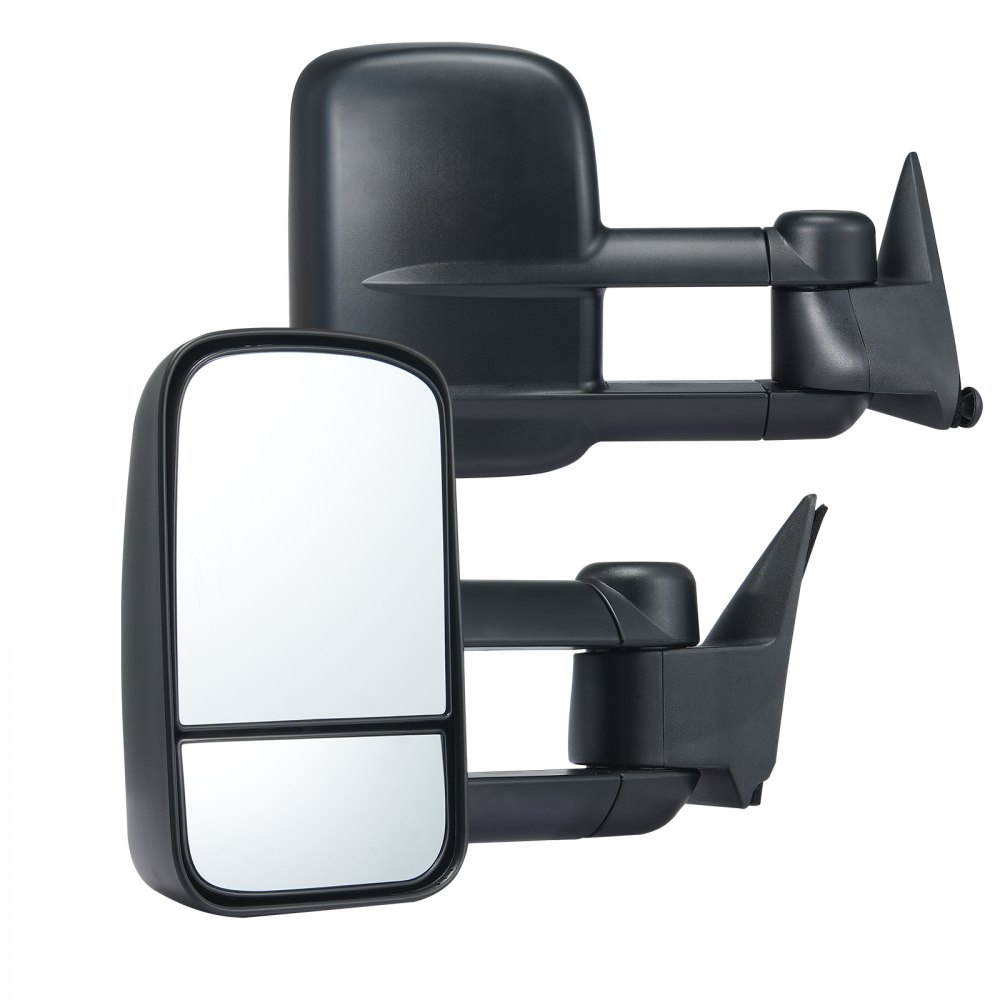 VEVOR Towing Mirrors, Left & Right Pair Set for Chevrolet Silverado (1988-1998)/GMC, Tow Mirror with Plane and Convex Glass, Manual Controlling Telescoping Folding, and Four-Way Adjustment, Black - QY19881998GMCRF6EV0