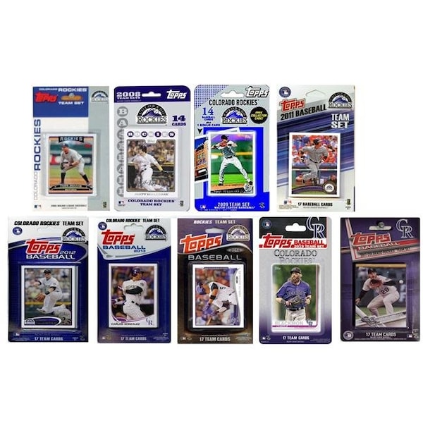 Williams & Son Saw & Supply C&I Collectables ROCKIES919TS MLB Colorado Rockies 9 Different Licensed Trading Card Team Sets - ROCKIES919TS