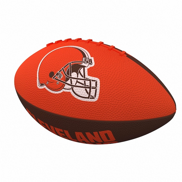 Logo Brands Cleveland Browns Pinwheel Logo Junior-Size Rubber Football - 608-93JR-2