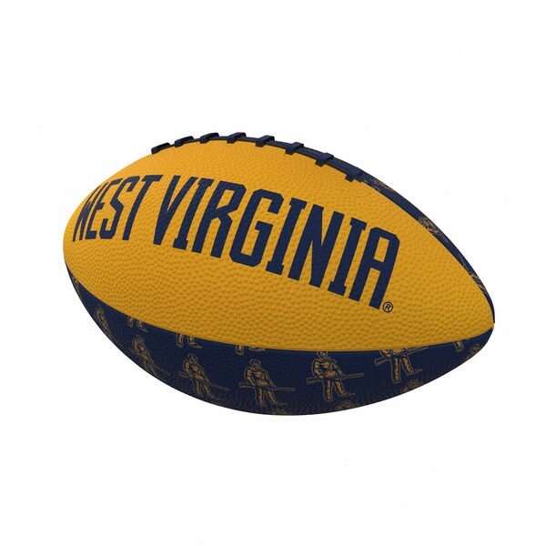 Logo Brands West Virginia Repeating Mini-Size Rubber Football - 239-93MR-3