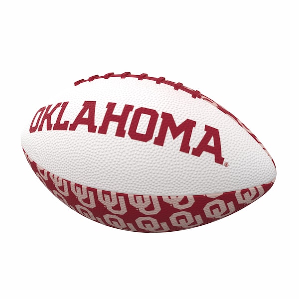Logo Brands Oklahoma Repeating Mini-Size Rubber Football - 192-93MR-3A