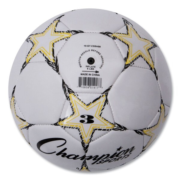 Champion Sports VIPER Soccer Ball, No. 3 Size, 7.25" to 7.5" Diameter, White - VIPER3