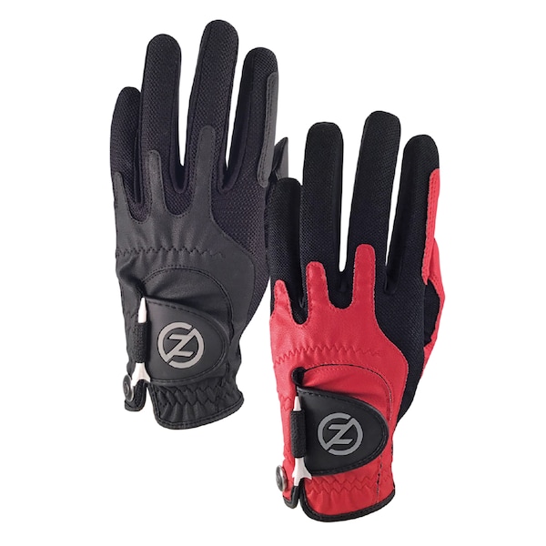 Zero Friction Men's Synthetic Performance Golf Glove, Black & Red, PK2 - GL00109