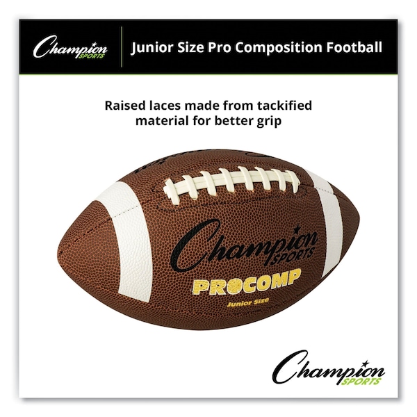 Champion Sports Pro Composite Football, Junior Size, Brown - CF300