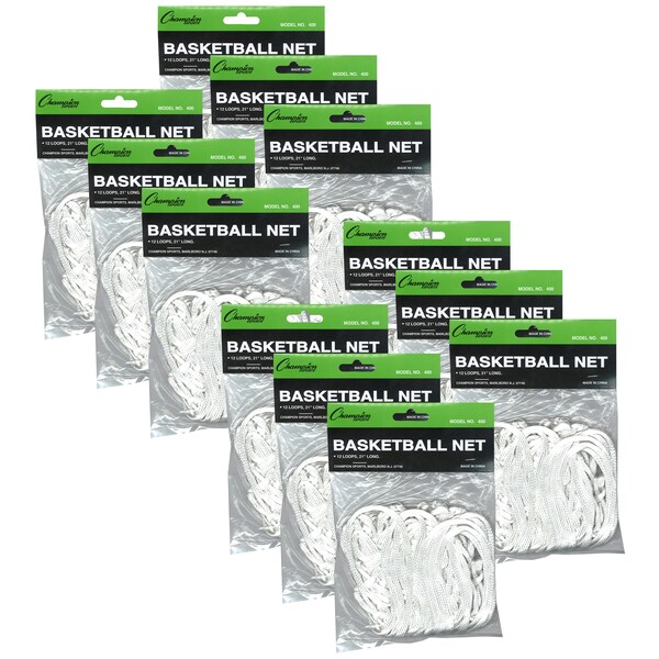 Champion Sports Basketball Net, 4mm, economy, white, PK12 - 400
