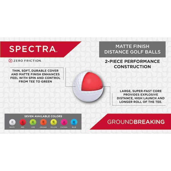 Zero Friction 2 Dozen Spectra Matte Finish Golf Balls, White - CC210003