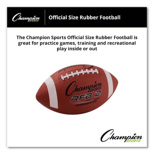 Champion Sports Rubber Sports Ball, For Football, Intermediate Size, Brown - RFB2