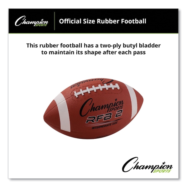 Champion Sports Rubber Sports Ball, For Football, Intermediate Size, Brown - RFB2