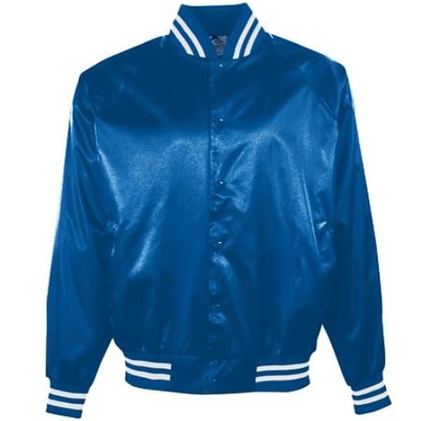 Augusta Medical Systems Llc Augusta 3610A Satin Baseball Jacket-Striped Trim; Royal & White - Medium - 3610A_ROYAL/ WHITE_M