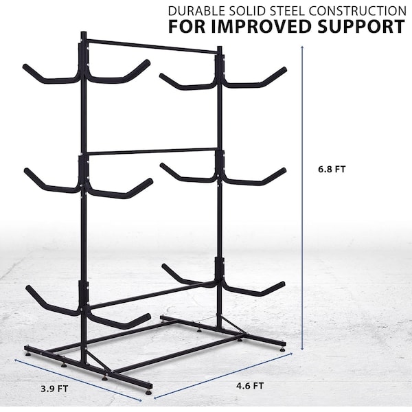 Raxgo Kayak Storage Rack, Indoor & Outdoor Freestanding Storage for 6 Kayak - RAXFSKR6