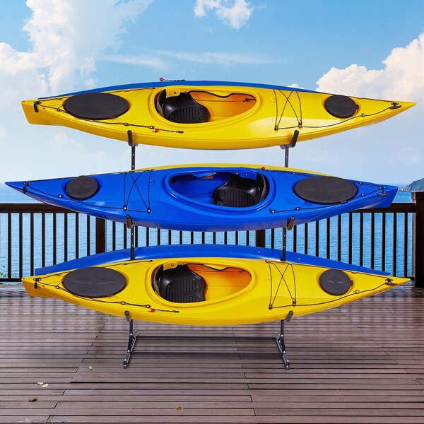 Raxgo Kayak Storage Rack, Indoor & Outdoor Freestanding Storage for 6 Kayak - RAXFSKR6