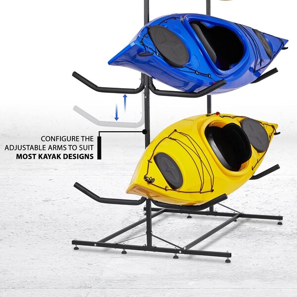 Raxgo Kayak Storage Rack, Indoor & Outdoor Freestanding Storage for 6 Kayak - RAXFSKR6