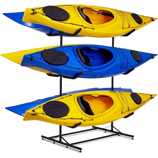 Raxgo Kayak Storage Rack, Indoor & Outdoor Freestanding Storage for 6 Kayak - RAXFSKR6