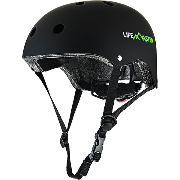 Lifemaster Kids Adjustable Sports Helmet 3-8 Yrs, Impact-Resistant, 11-Vent System, Comfort Padding, Black - LFHELBK