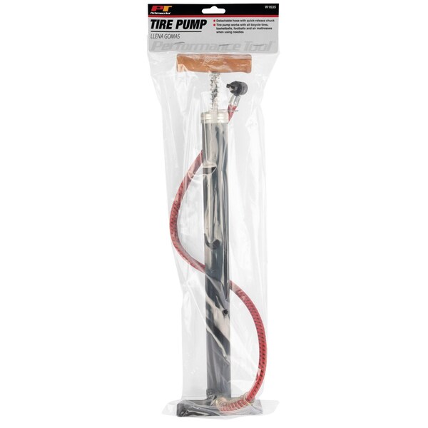 Perform Tool Tire Inflation Pump Hand Pump; 60 Pounds Per Square In Range; Without Gauge; 17 In Hose Length - W1635