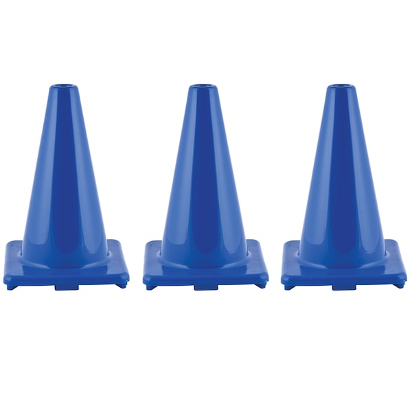 Champion Sports High Visibility Flexible Vinyl Cone, 12in, Royal Blue, PK3 - C12BL