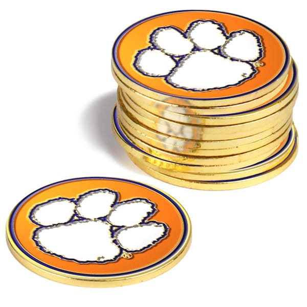 Linkswalker LinksWalker LW-CO3-CLT-12BMPK Clemson Tigers Ball Markers - Pack of 12 - LW-CO3-CLT-12BMPK