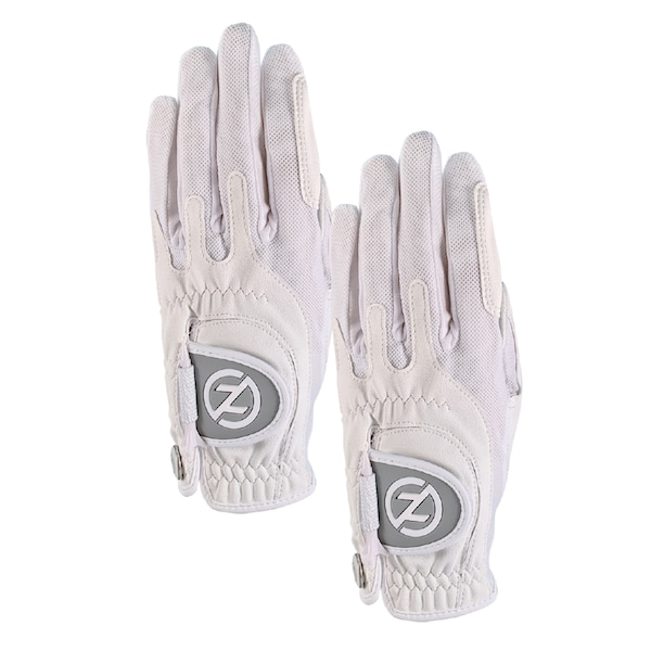 Zero Friction Ladies Synthetic Performance Golf Glove, White & White, PK2 - GL10010