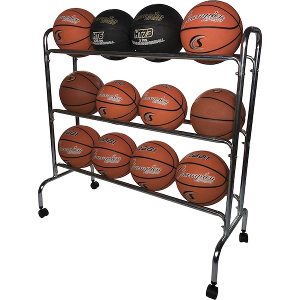 Champion Sports Basketball Cart, 41inLx17inWx41inH, Chrome - BRC3