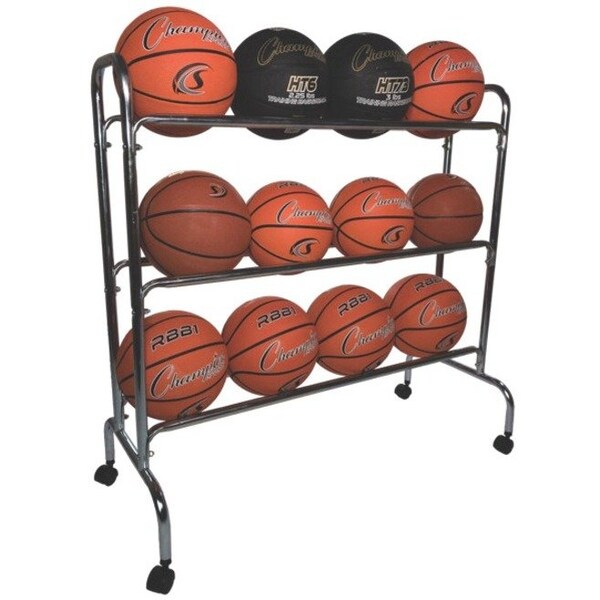 Champion Sports Basketball Cart, 41inLx17inWx41inH, Chrome - BRC3
