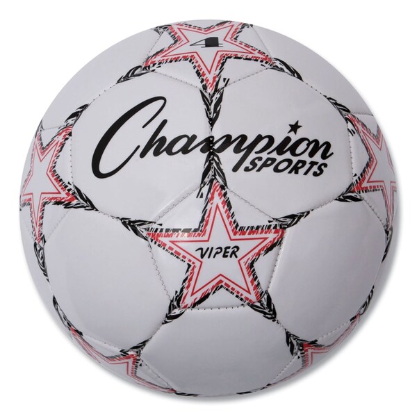 Champion Sports VIPER Soccer Ball, No. 4 Size, 8" to 8.25" Diameter, White - VIPER4