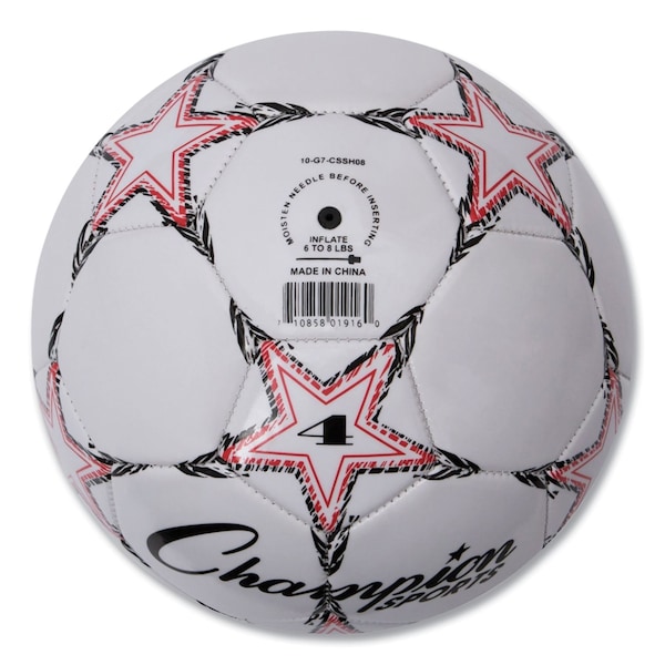 Champion Sports VIPER Soccer Ball, No. 4 Size, 8" to 8.25" Diameter, White - VIPER4