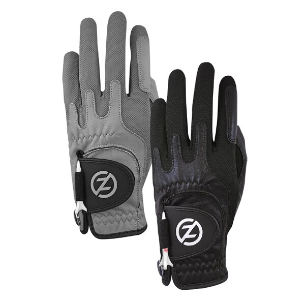 Zero Friction Men's Cabretta Elite Golf Glove, Grey & Black, PK2 - GL72001