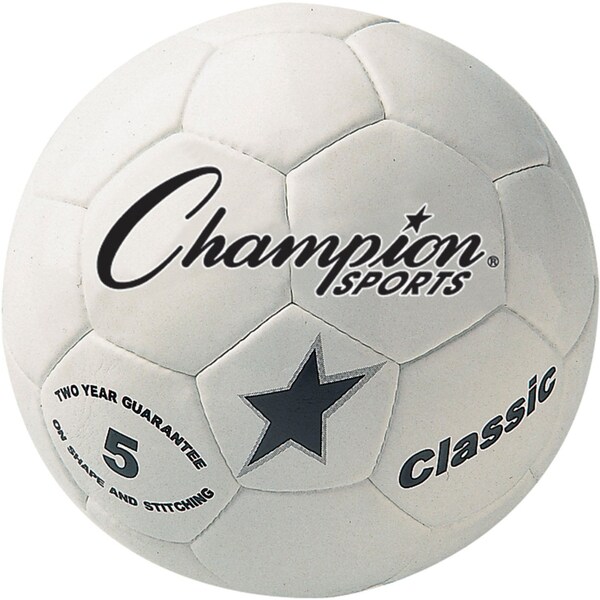 Champion Sports Soccer Ball, White/Black, Size 5, Composite Cover - CLASSIC5