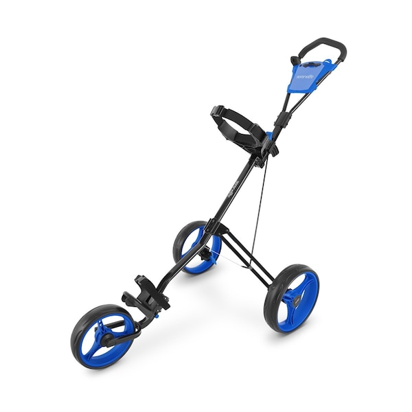 Serenelife Foldable 3-Wheel Golf Push Cart - New Deluxe Scorecard Holder, Upper & Lower Brackets with Strap - SLGZX9