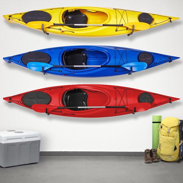 Raxgo Kayak Storage Rack, Indoor & Outdoor Kayak Storage Hooks with Adjustable Lenght - 3 Pair - RGWMKR3PK