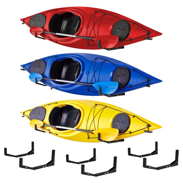 Raxgo Kayak Storage Rack, Indoor & Outdoor Kayak Storage Hooks with Adjustable Lenght - 3 Pair - RGWMKR3PK
