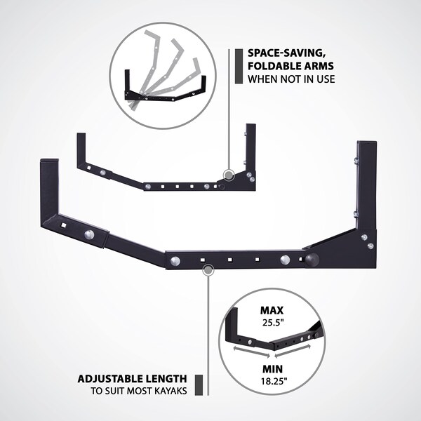 Raxgo Kayak Storage Rack, Indoor & Outdoor Kayak Storage Hooks with Adjustable Lenght - 3 Pair - RGWMKR3PK