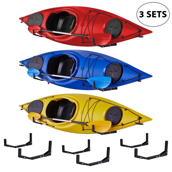 Raxgo Kayak Storage Rack, Indoor & Outdoor Kayak Storage Hooks with Adjustable Lenght - 3 Pair - RGWMKR3PK