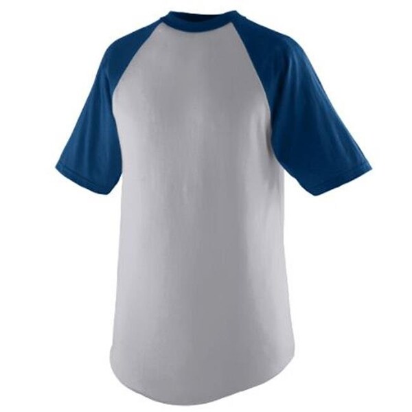 Augusta Medical Systems Llc Augusta 424A Youth Short Sleeve Baseball Jersey; Heather & Navy - Large - 424A_HEATHER/ NAVY_L