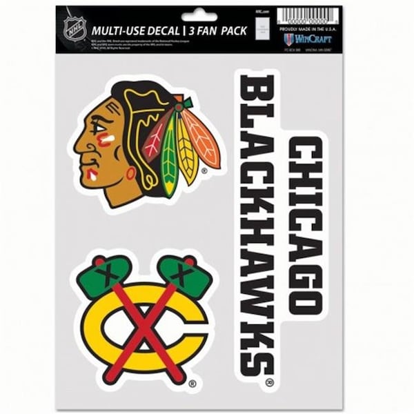 Wincraft Wincraft 9416607410 NHL Chicago Blackhawks Decal Multi Use Fan - Pack of 3 - 9416607410
