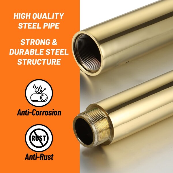 Runmaster Premium 45mm Dance Pole Kit, Spinning and Static, Portable Steel with Silicone Protection, Gold - HMDANGLD
